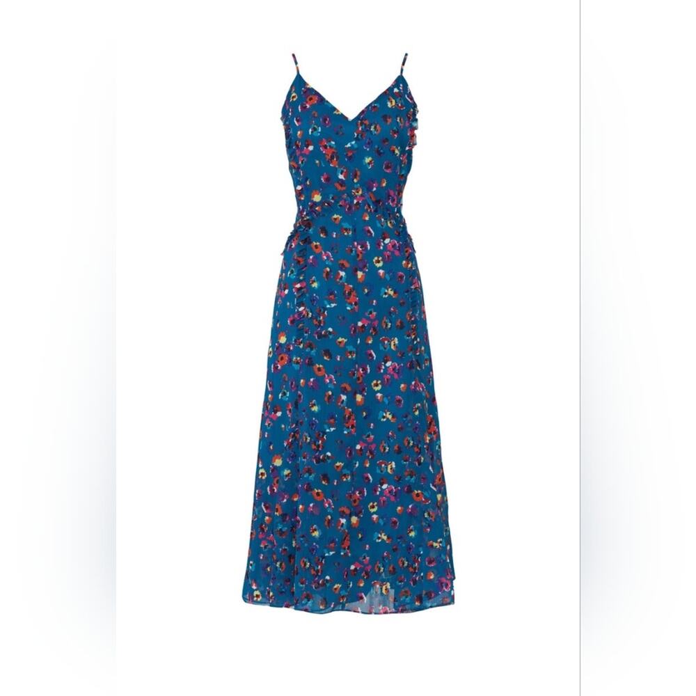 RTR sz4 Jason Wu Collective Blue Leopard floral Midi Dress printed chiffon - Picture 3 of 15